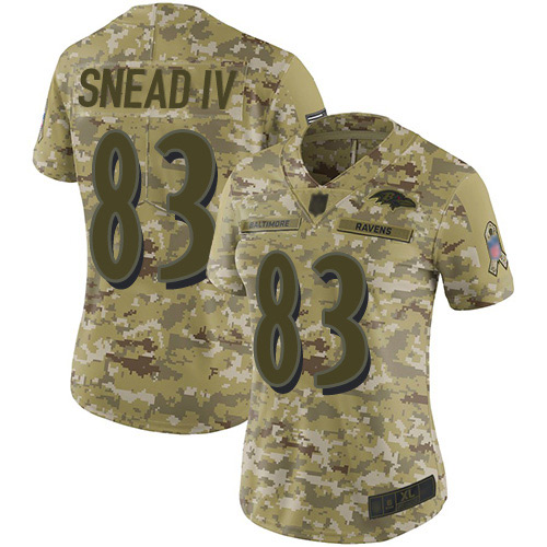Ravens #83 Willie Snead IV Camo Women's Stitched Football Limited 2018 Salute to Service Jersey Ravens #83 Willie Snead IV Camo Women's Stitched Football Limited 2018 Salute to Service Jersey