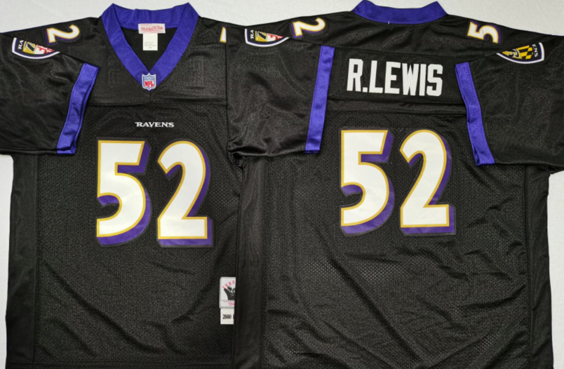Ravens 52 Ray Lewis Black M&N Throwback Jersey Ravens 52 Ray Lewis Black M&N Throwback Jersey