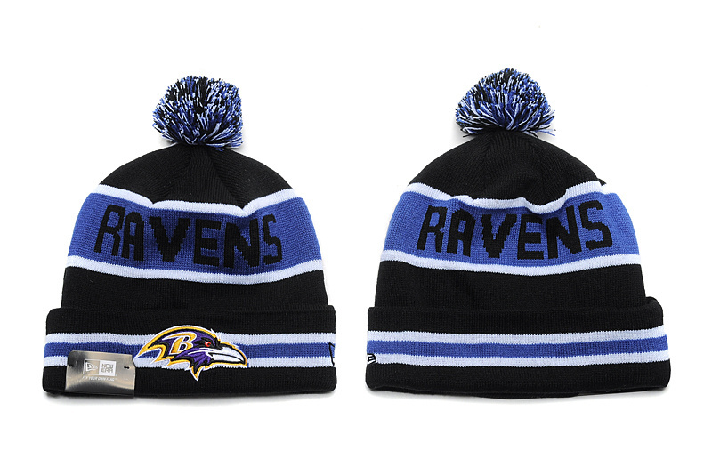 Ravens Fresh Logo Black Pom Knit Hat YD