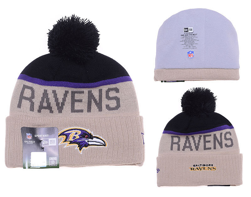 Ravens Fresh Logo Gray Pom Knit Hat YD