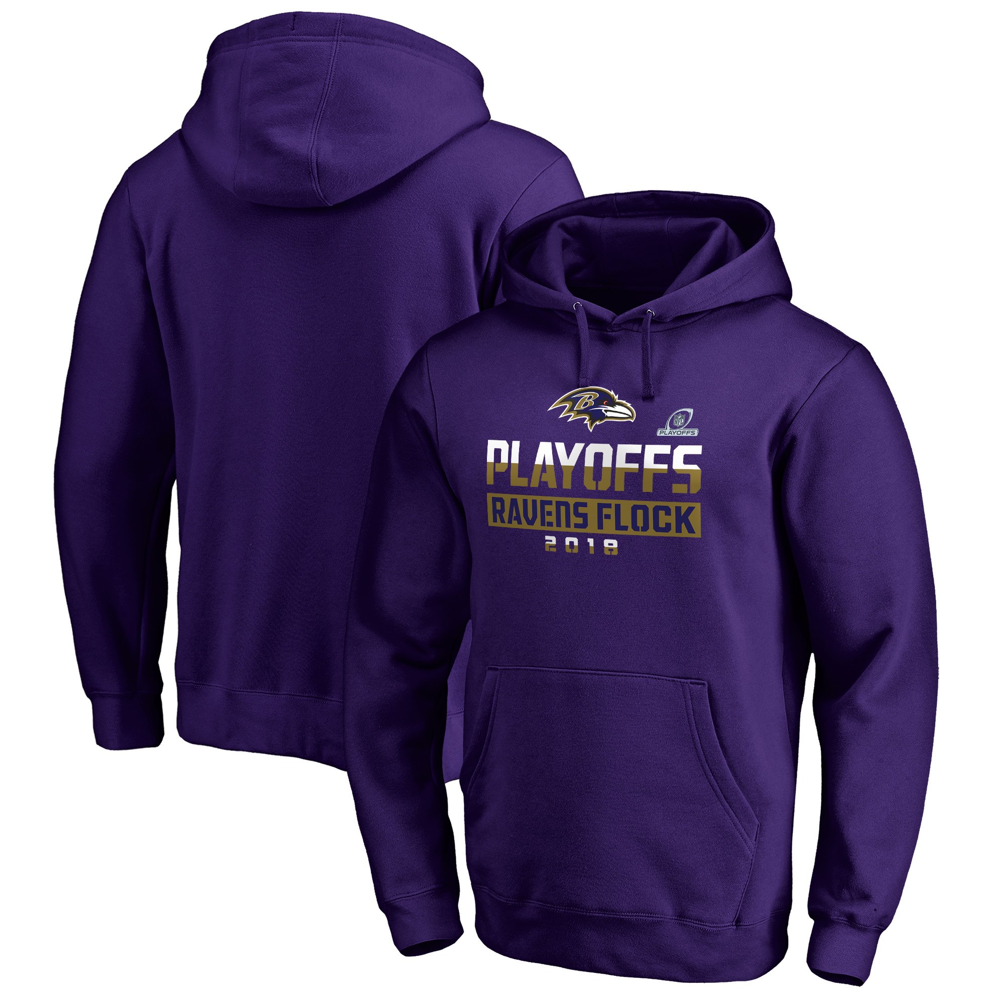 Ravens Purple 2018 NFL Playoffs Ravens Flock Men's Pullover Hoodie Ravens Purple 2018 NFL Playoffs Ravens Flock Men's Pullover Hoodie