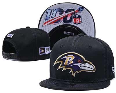Ravens Team Logo Black 100th Seanson Adjustable Hat YD
