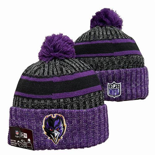 Ravens Team Logo Pom Knit Hat YD-2