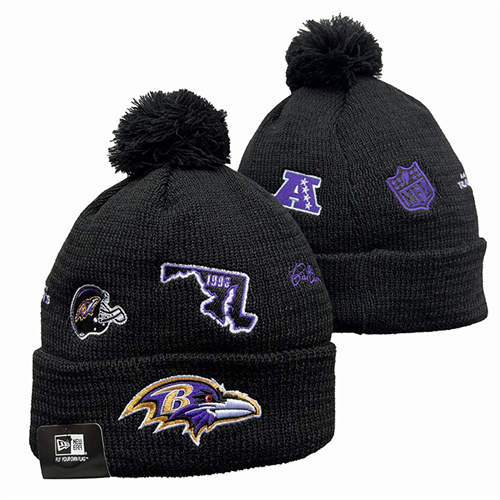 Ravens Team Logo Pom Knit Hat YD