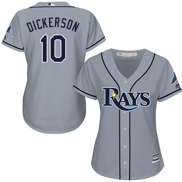 Rays #10 Corey Dickerson Grey Road Women's Stitched MLB Jersey
