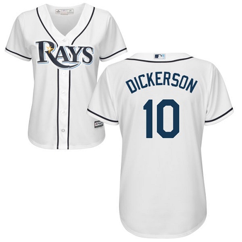 Rays #10 Corey Dickerson White Home Women's Stitched MLB Jersey