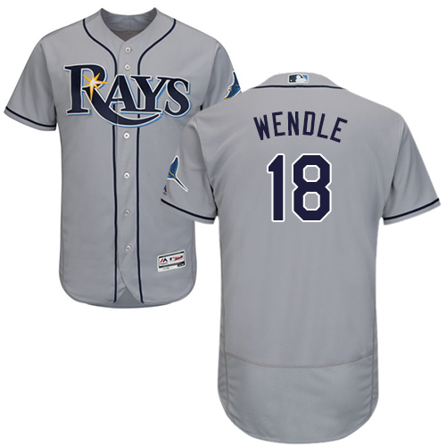 Rays #18 Joey Wendle Grey Flexbase Authentic Collection Stitched Baseball Jersey