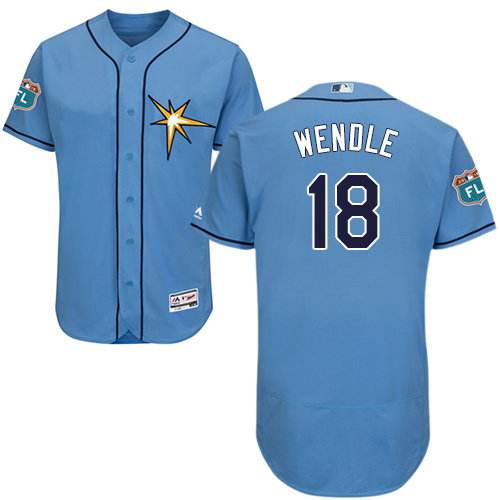 Rays #18 Joey Wendle Light Blue Flexbase Authentic Collection Stitched Baseball Jersey