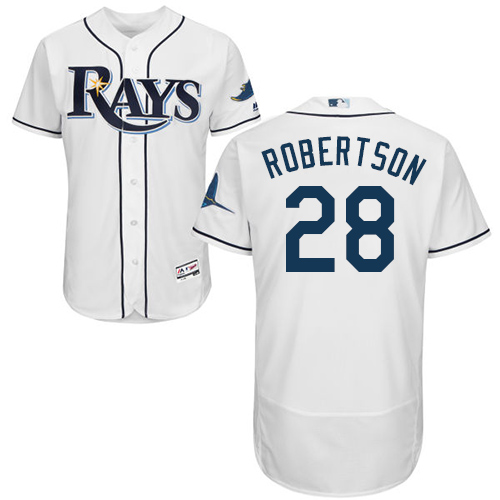 Rays #28 Daniel Robertson White Flexbase Authentic Collection Stitched Baseball Jersey