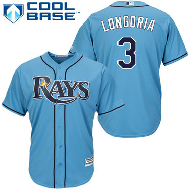 Rays #3 Evan Longoria Light Blue Alternate Women's Stitched MLB Jersey