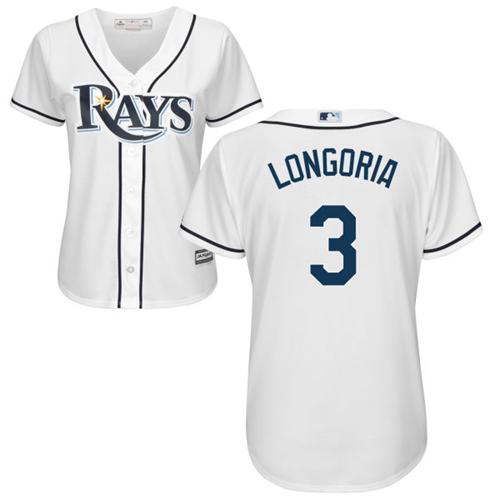 Rays #3 Evan Longoria White Women's Fashion Stitched MLB Jersey Rays #3 Evan Longoria White Women's Fashion Stitched MLB Jersey