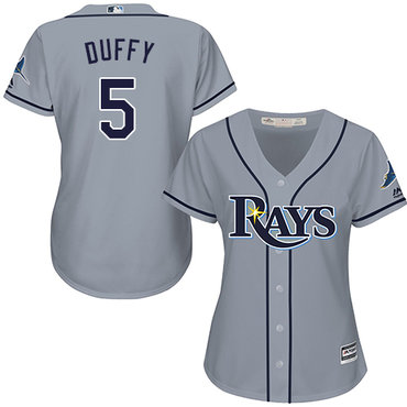 Rays #5 Matt Duffy Grey Road Women's Stitched MLB Jersey Rays #5 Matt Duffy Grey Road Women's Stitched MLB Jersey