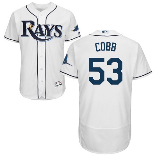 Rays #53 Alex Cobb White Flexbase Authentic Collection Stitched MLB Jersey
