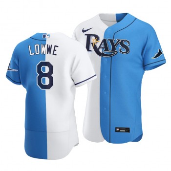 Rays #8 Brandon Lowe Split White Blue Two-Tone Jersey Rays #8 Brandon Lowe Split White Blue Two-Tone Jersey