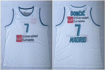 Real Madrid 7 Luka Doncic White Basketball Home Jersey 2017 18