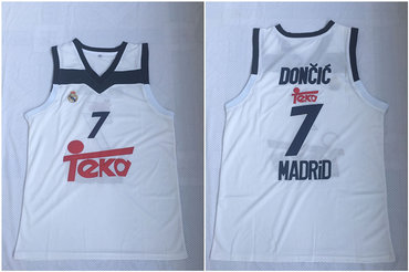 Real Madrid 7 Luka Doncic White Black Basketball Home Jersey 2017 18