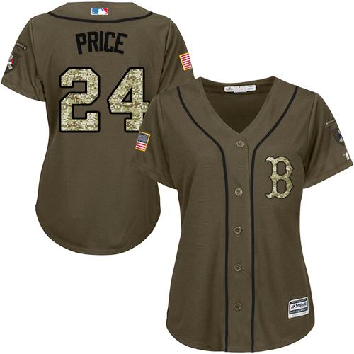 Red Sox #24 David Price Green Salute to Service Women's Stitched MLB Jersey Red Sox #24 David Price Green Salute to Service Women's Stitched MLB Jersey