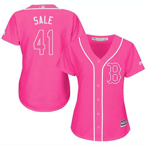 Red Sox #41 Chris Sale Pink Fashion Women's Stitched MLB Jersey Red Sox #41 Chris Sale Pink Fashion Women's Stitched MLB Jersey
