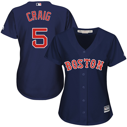 Red Sox #5 Allen Craig Navy Blue Alternate Women's Stitched MLB Jersey
