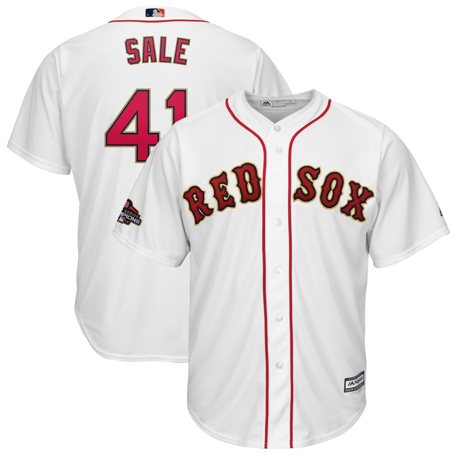Red Sox 41 Chris Sale Youth White 2019 Gold Program Cool Base Jersey Red Sox 41 Chris Sale Youth White 2019 Gold Program Cool Base Jersey