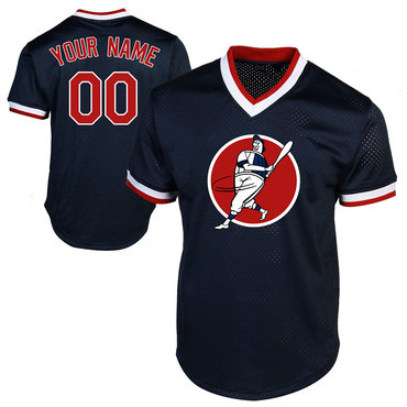 Red Sox Navy Men's Customized Throwback New Design Jersey Red Sox Navy Men's Customized Throwback New Design Jersey