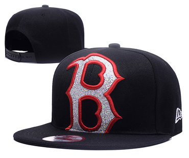 Red Sox Sequins Logo Black Adjustable Hat YD