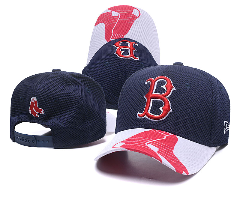 Red Sox Team Logo Navy Peaked Adjustable Hat LH