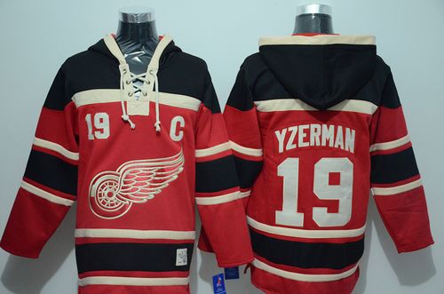 Red Wings #19 Steve Yzerman Red Sawyer Hooded Sweatshirt