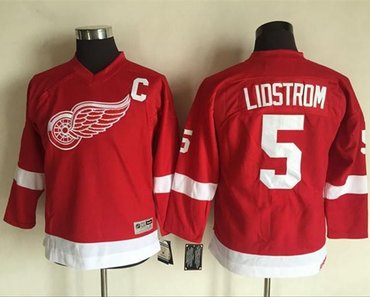 Red Wings #5 Nicklas Lidstrom Red CCM Throwback Stitched Youth NHL Jersey Red Wings #5 Nicklas Lidstrom Red CCM Throwback Stitched Youth NHL Jersey
