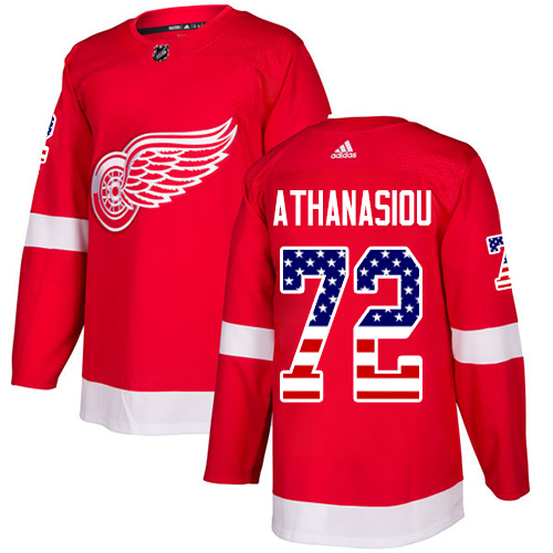 Red Wings #72 Andreas Athanasiou Red Home Authentic USA Flag Stitched Hockey Jersey Red Wings #72 Andreas Athanasiou Red Home Authentic USA Flag Stitched Hockey Jersey