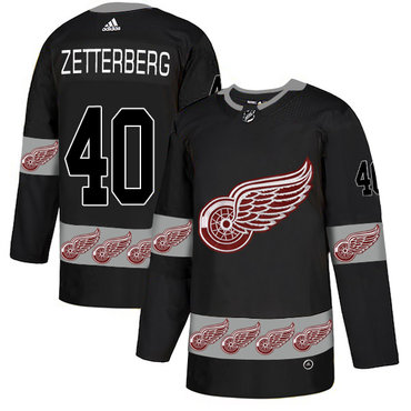Red Wings 40 Henrik Zetterberg Black Team Logos Fashion Adidas Jersey Red Wings 40 Henrik Zetterberg Black Team Logos Fashion Adidas Jersey