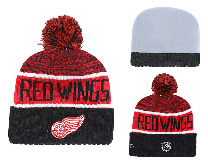 Red Wings Fresh Logo Black Red Pom Knit Hat YD