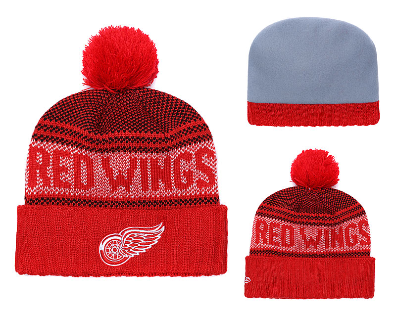 Red Wings Fresh Logo Red Pom Knit Hat YD Red Wings Fresh Logo Red Pom Knit Hat YD