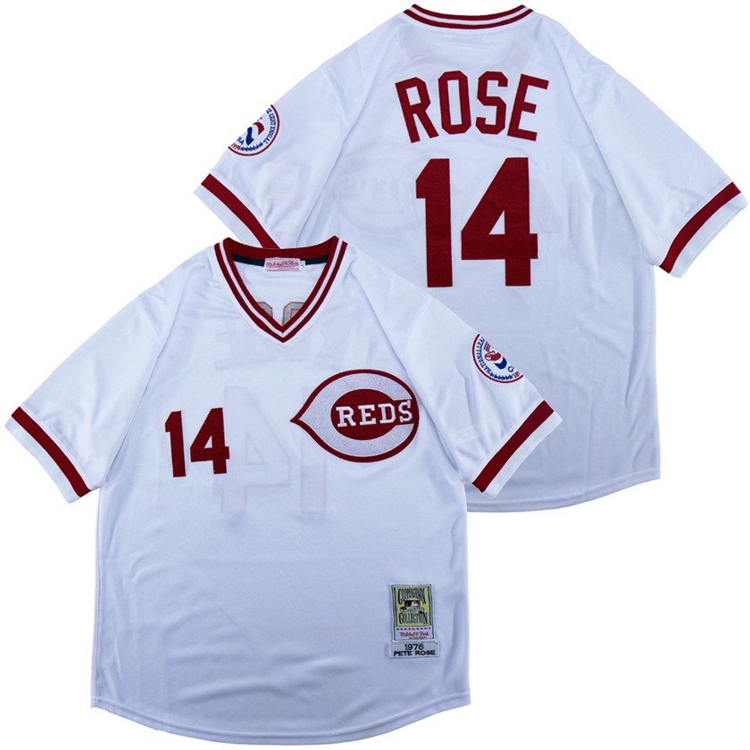 Reds 14 Pete Rose White 1976 Throwback Jersey Reds 14 Pete Rose White 1976 Throwback Jersey