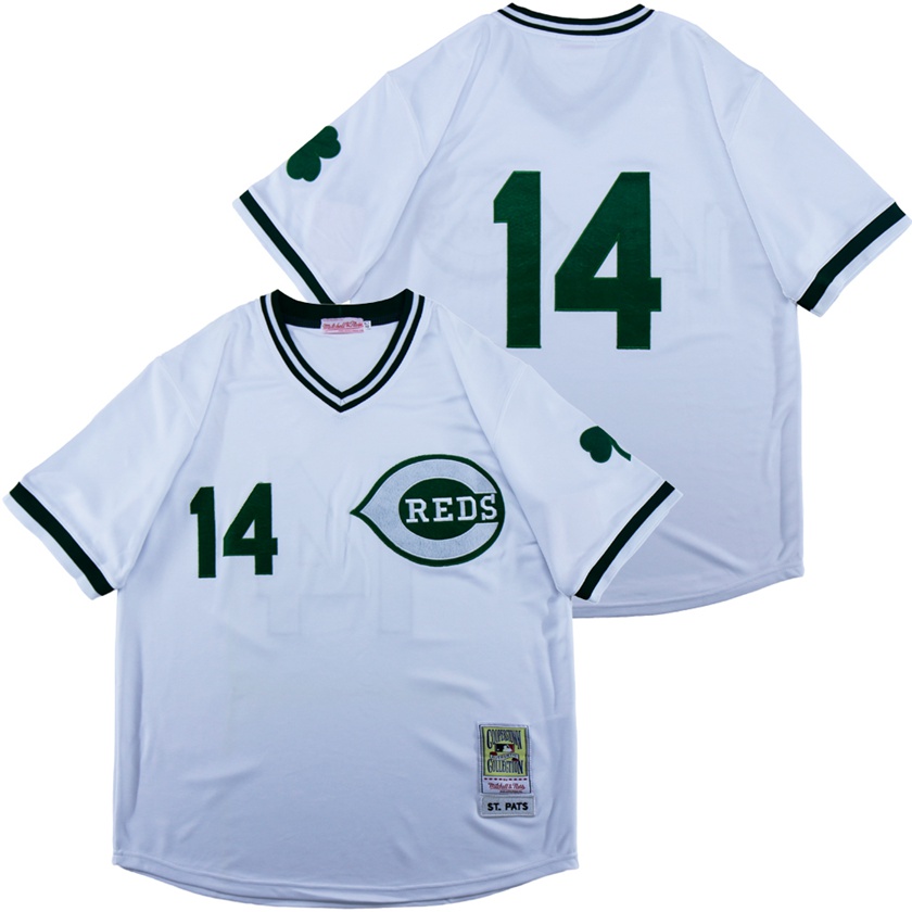 Reds 14 White St. Patrick's Day Jersey Reds 14 White St. Patrick's Day Jersey