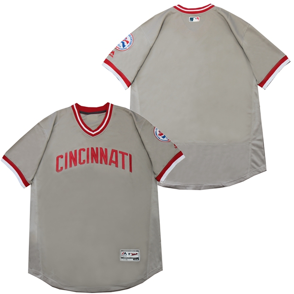 Reds Blank Gray Throwback Jersey Reds Blank Gray Throwback Jersey
