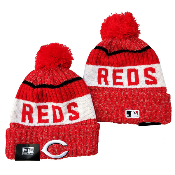 Reds Team Logo Red Pom Knit Hat YD Reds Team Logo Red Pom Knit Hat YD