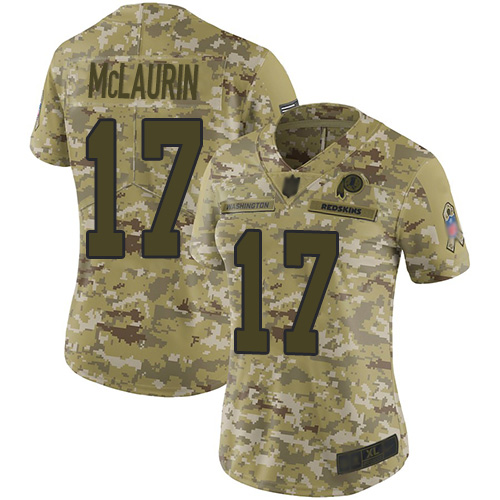 Redskins #17 Terry McLaurin Camo Women's Stitched Football Limited 2018 Salute to Service Jersey Redskins #17 Terry McLaurin Camo Women's Stitched Football Limited 2018 Salute to Service Jersey