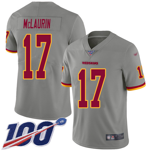 Redskins #17 Terry McLaurin Gray Youth Stitched Football Limited Inverted Legend 100th Season Jersey Redskins #17 Terry McLaurin Gray Youth Stitched Football Limited Inverted Legend 100th Season Jersey
