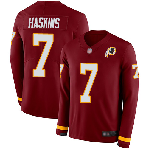 Redskins #7 Dwayne Haskins Burgundy Red Team Color Youth Stitched Football Limited Therma Long Sleeve Jersey Redskins #7 Dwayne Haskins Burgundy Red Team Color Youth Stitched Football Limited Therma Long Sleeve Jersey