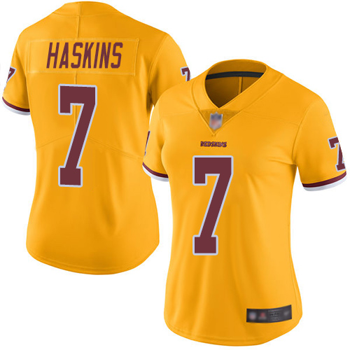 Redskins #7 Dwayne Haskins Gold Women's Stitched Football Limited Rush Jersey Redskins #7 Dwayne Haskins Gold Women's Stitched Football Limited Rush Jersey