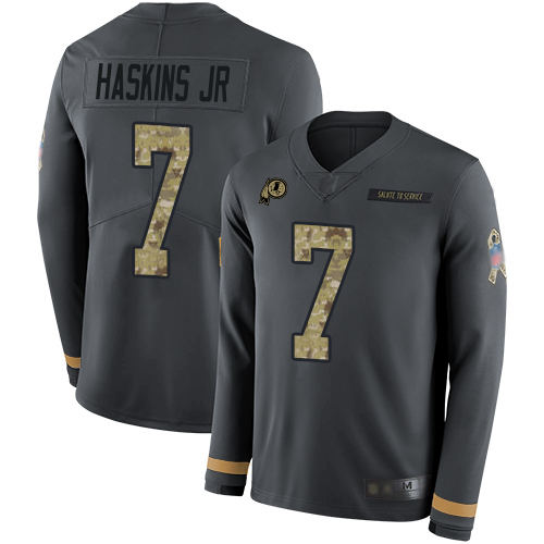 Redskins #7 Dwayne Haskins Jr Anthracite Salute to Service Youth Stitched Football Limited Therma Long Sleeve Jersey Redskins #7 Dwayne Haskins Jr Anthracite Salute to Service Youth Stitched Football Limited Therma Long Sleeve Jersey