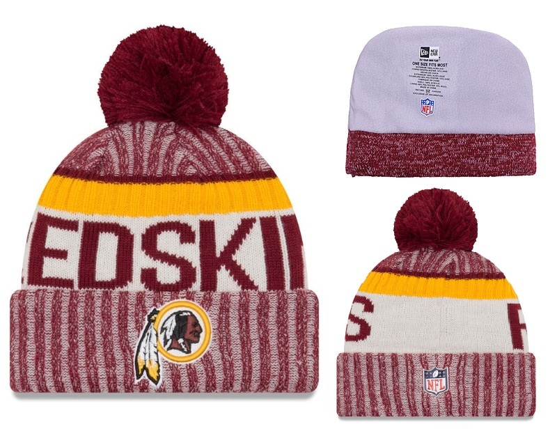 Redskins Burgundy 2017 NFL Sideline Pom Knit Hat YD
