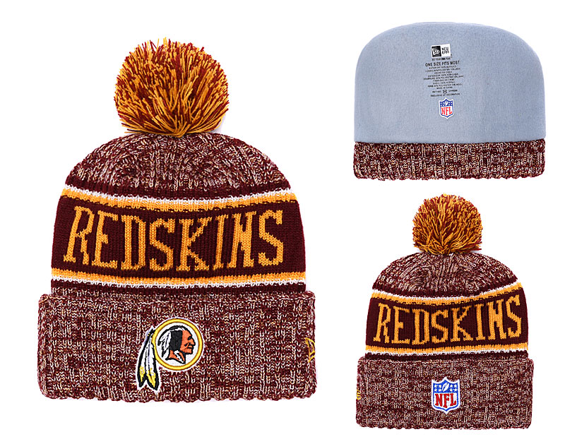Redskins Team Logo Burgundy Pom Knit Hat YD