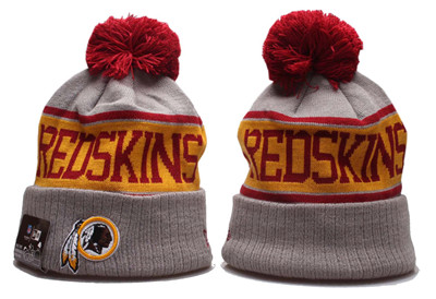 Redskins Team Logo Gray Red Pom Knit Hat YP