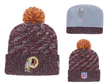 Redskins Team Logo Red Stripe Cuffed Pom Knit Hat YD