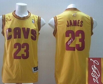 Revolution 30 Autographed Cleveland Cavaliers #23 LeBron James Yellow Alternate Stitched NBA Jersey