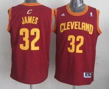 Revolution 30 Cavaliers #32 LeBron James Red Road Stitched NBA Jersey