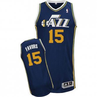 Revolution 30 Utah Jazz #15 Derrick Favors Navy Blue Stitched NBA Jersey