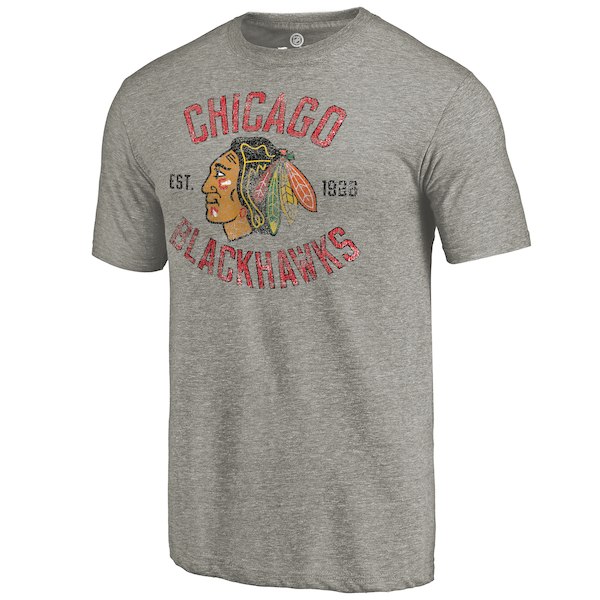 Rinkside Chicago Blackhawks GrayHeritage Tri Blend T-Shirt Rinkside Chicago Blackhawks GrayHeritage Tri Blend T-Shirt